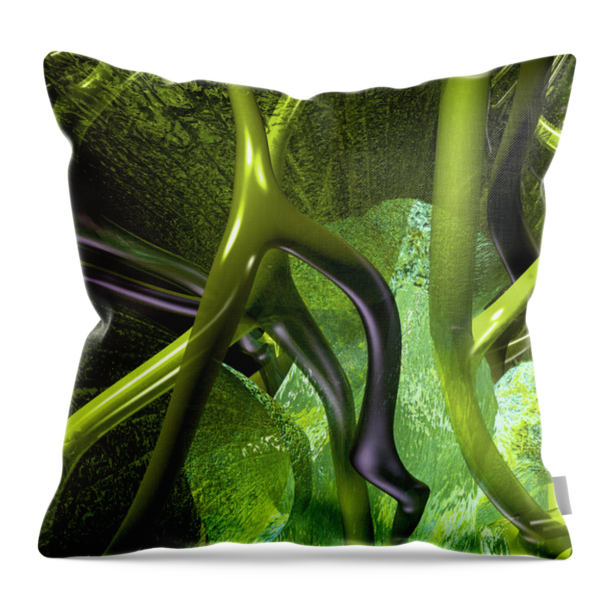 Trunk Throw Pillow featuring the digital art Kidney Abstract 2 Green by Russell Kightley