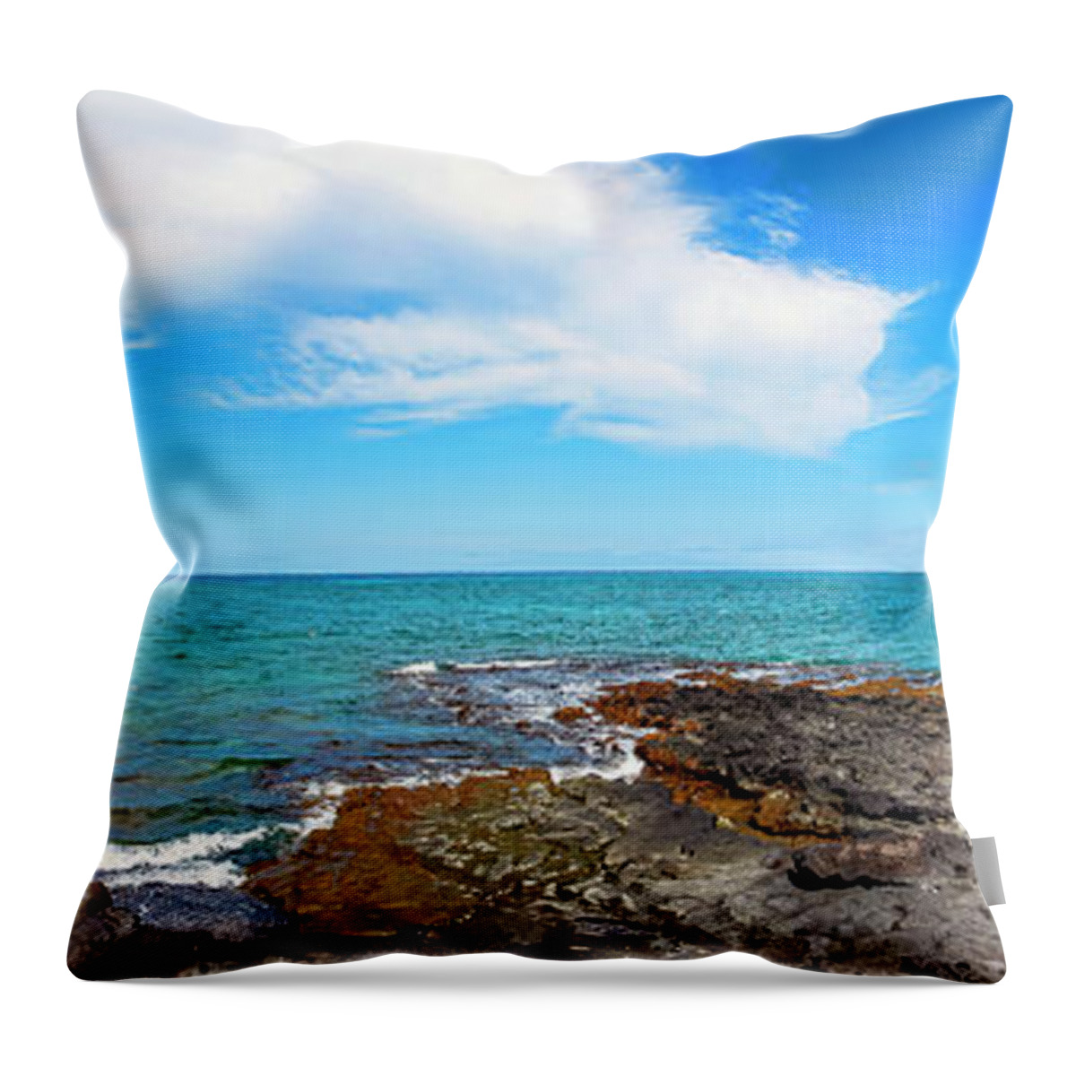 Kiholo Bay Throw Pillow featuring the photograph Kiholo Bay Panoramic by Anthony Jones