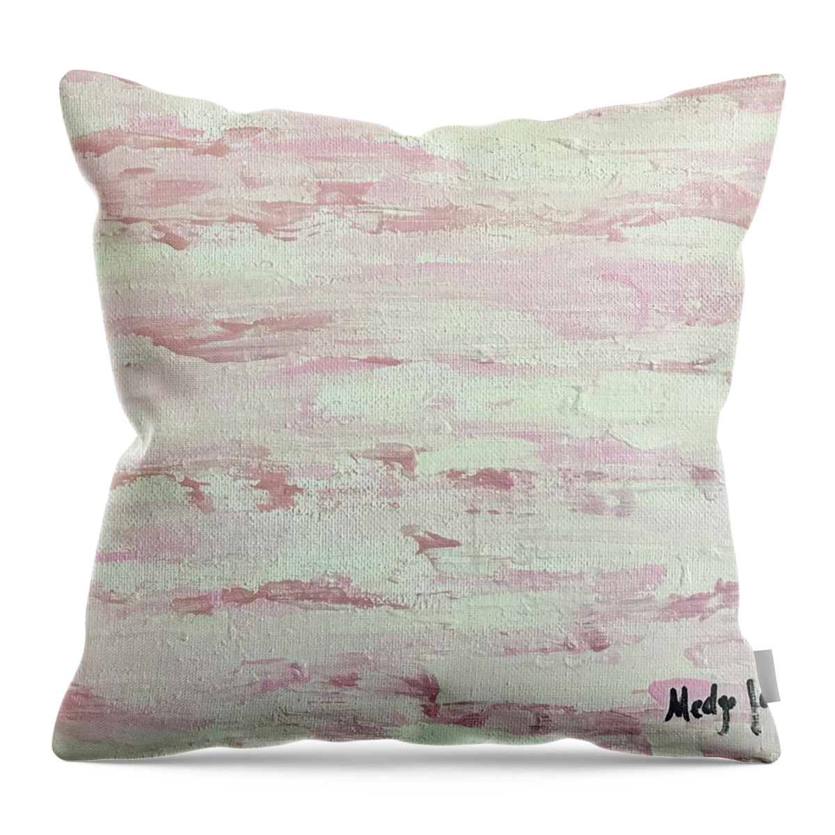 Pink Throw Pillow featuring the painting Kindness in Pink by Medge Jaspan
