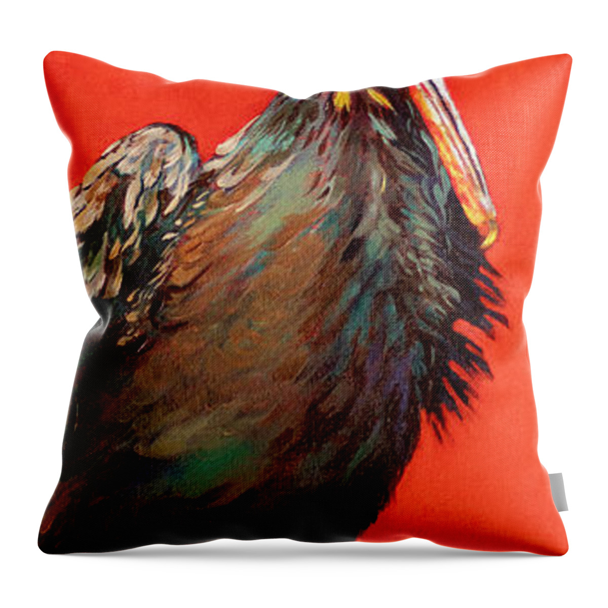Pelican Throw Pillow featuring the painting King Rex, a Louisiana Pelican by Dianne Parks