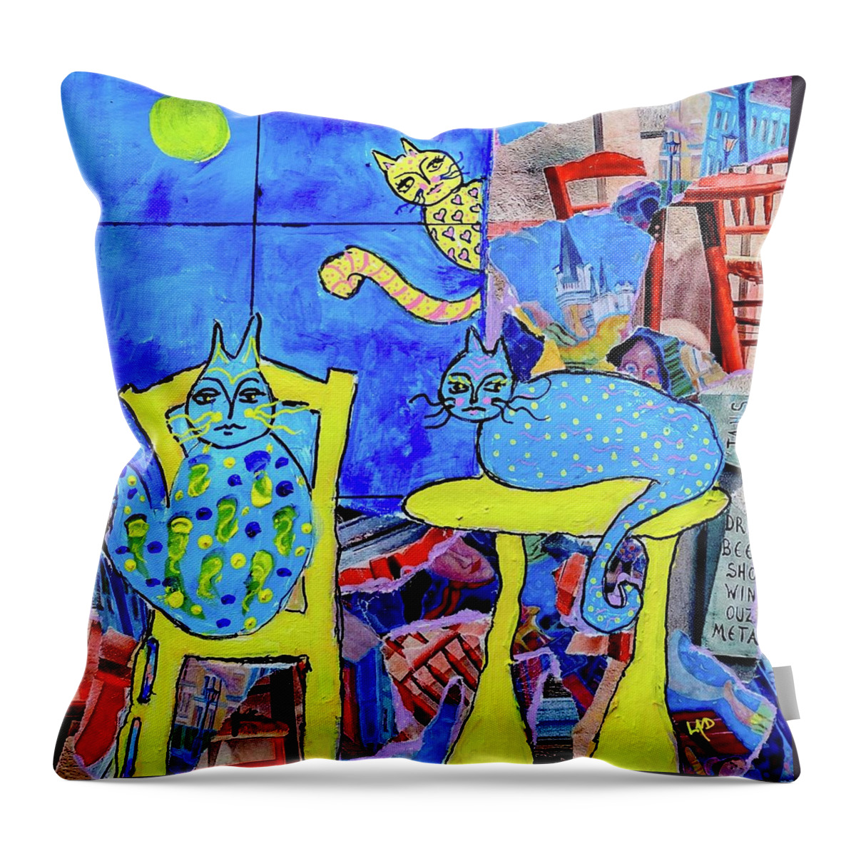 Ukraine Throw Pillow featuring the mixed media Kishkies by Linda Lavid