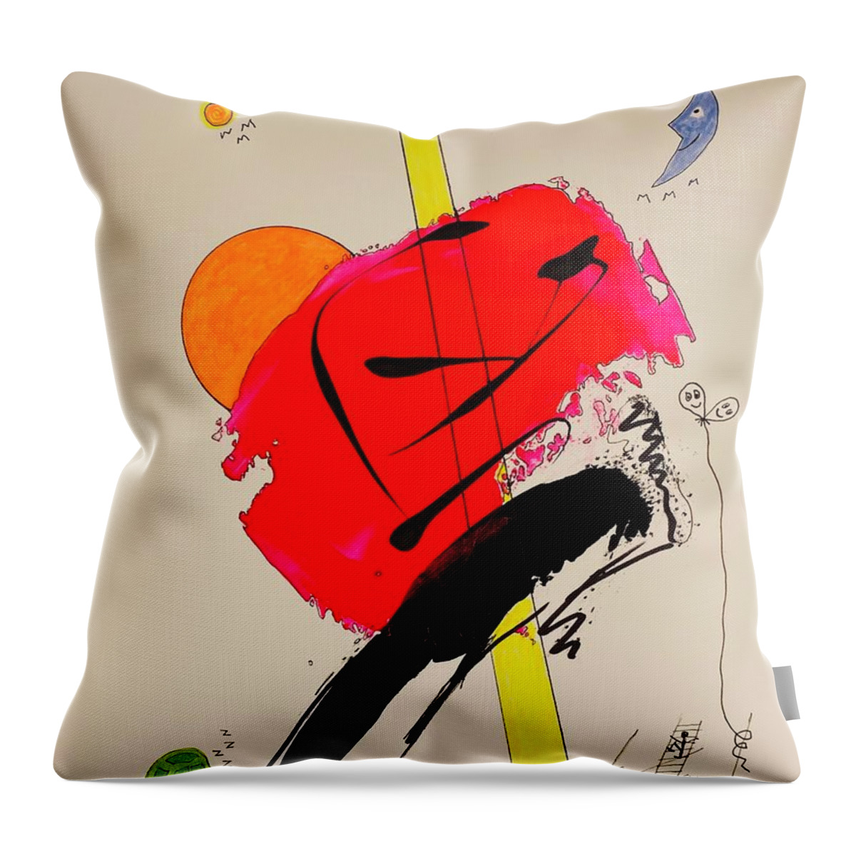  Throw Pillow featuring the mixed media K.i.s.s. Red 11148 by Lew Hagood