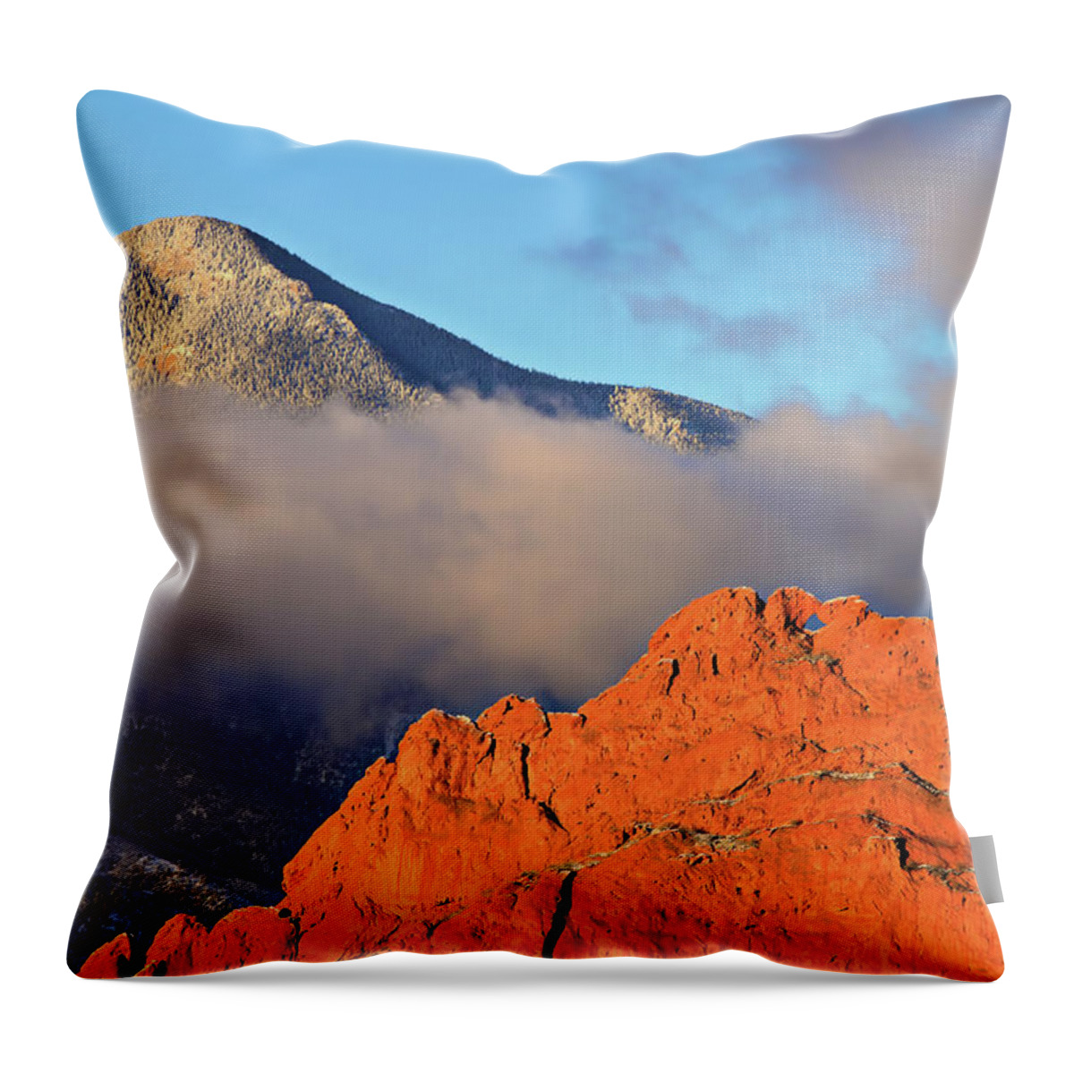 Kissing Camels Throw Pillow featuring the photograph Kissing Camels and Camerons Cone by Bob Falcone