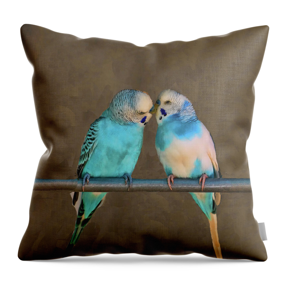 Parakeet Throw Pillow featuring the photograph Kissing Cousins by Allen Beatty
