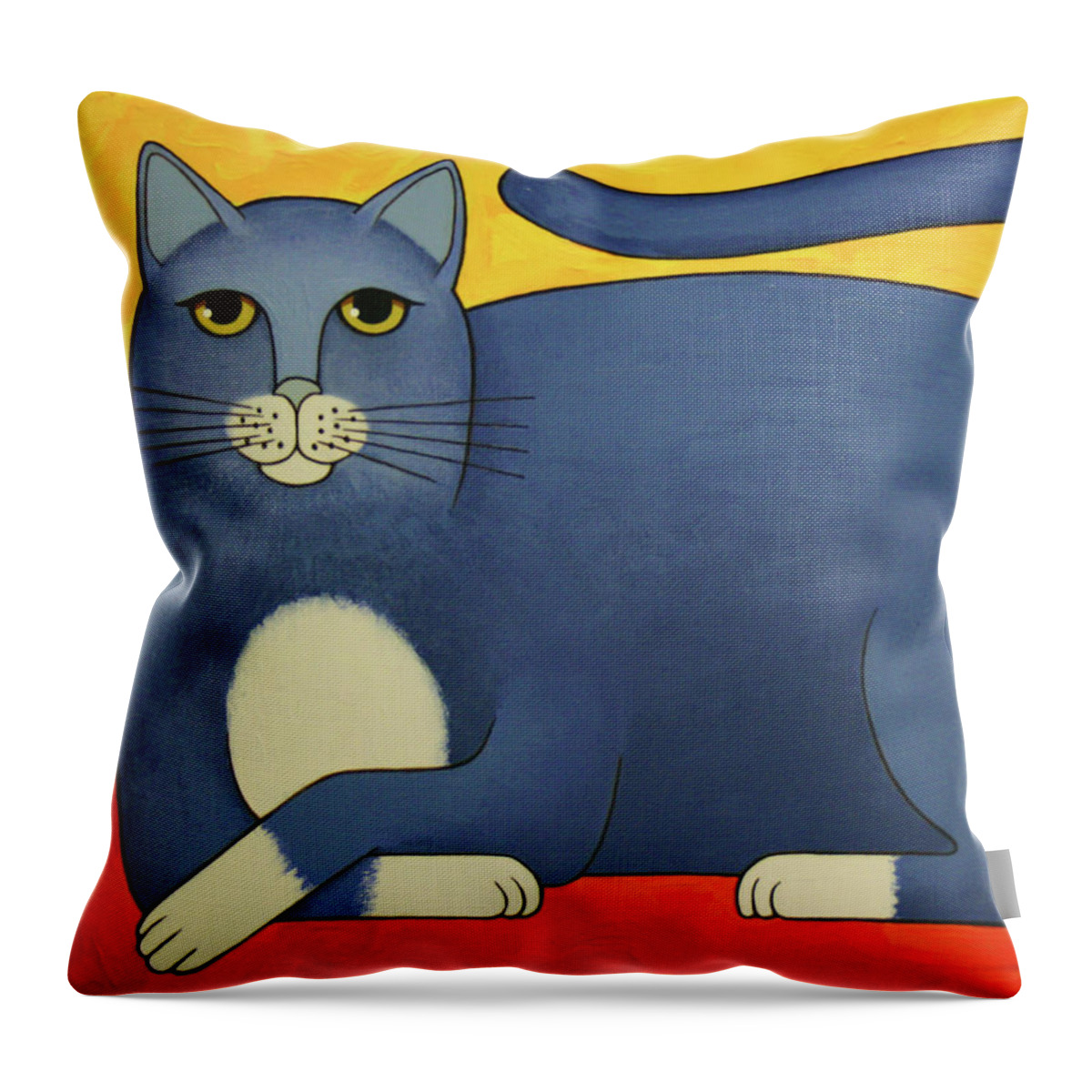 Cat Throw Pillow featuring the painting Kitty Kitty Meow Meow by Norman Engel