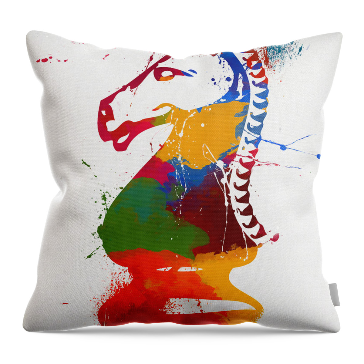 Knight Colorful Chess Piece Painting Throw Pillow featuring the painting Knight Colorful Chess Piece Painting by Dan Sproul