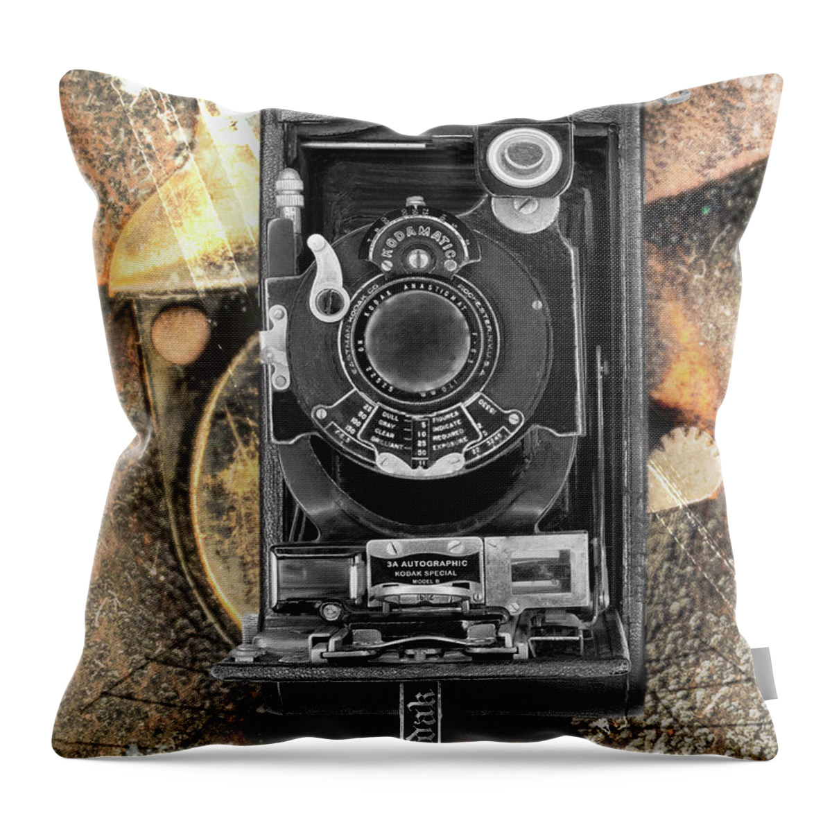 Argus Throw Pillow featuring the digital art Kodak 3a Autographic Special Model B by Anthony Ellis