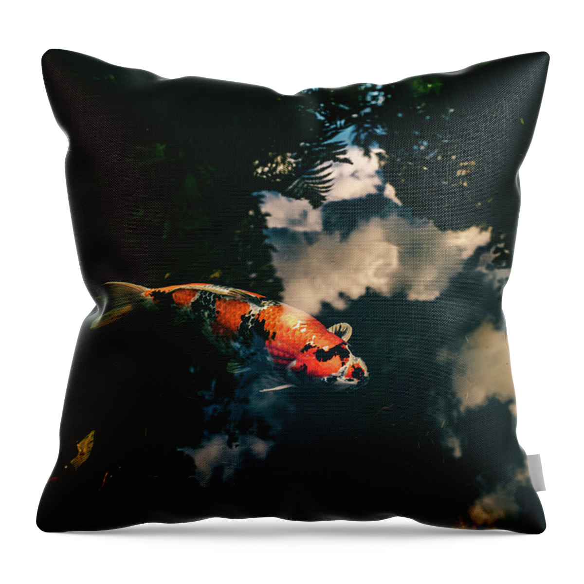 Koi Throw Pillow featuring the photograph Koi and Sky by Ada Weyland