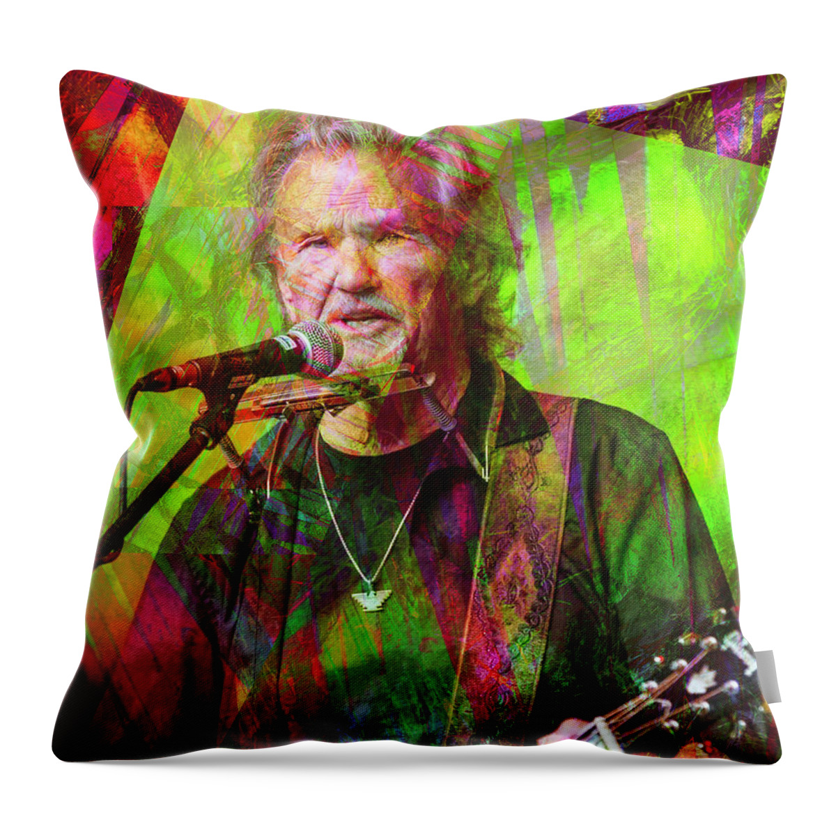 Kris Kristofferson Throw Pillow featuring the digital art Kris Kristofferson by Rob Hemphill