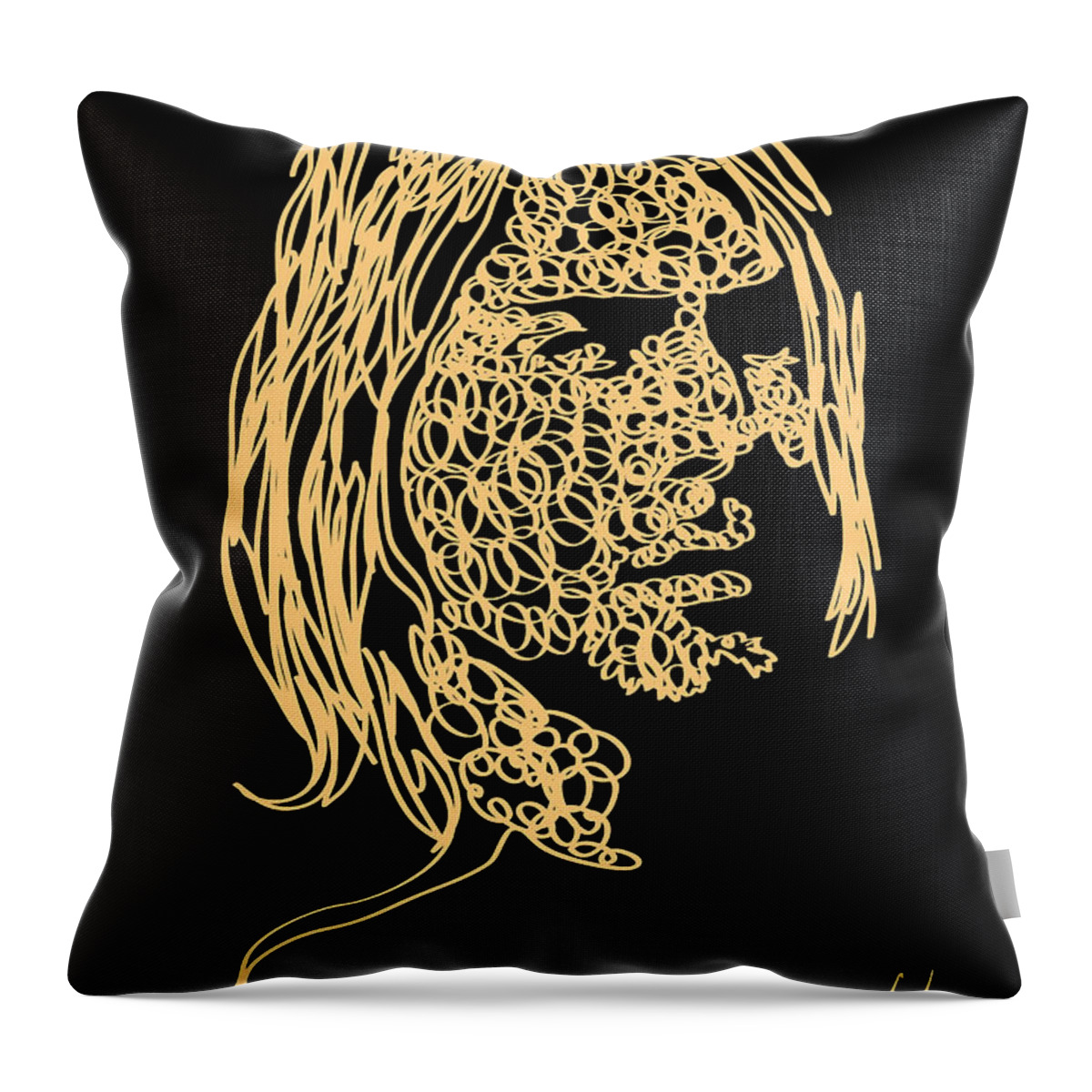 Kurt Throw Pillow featuring the painting Kurt - one line drawing portrait by Vart by Vart
