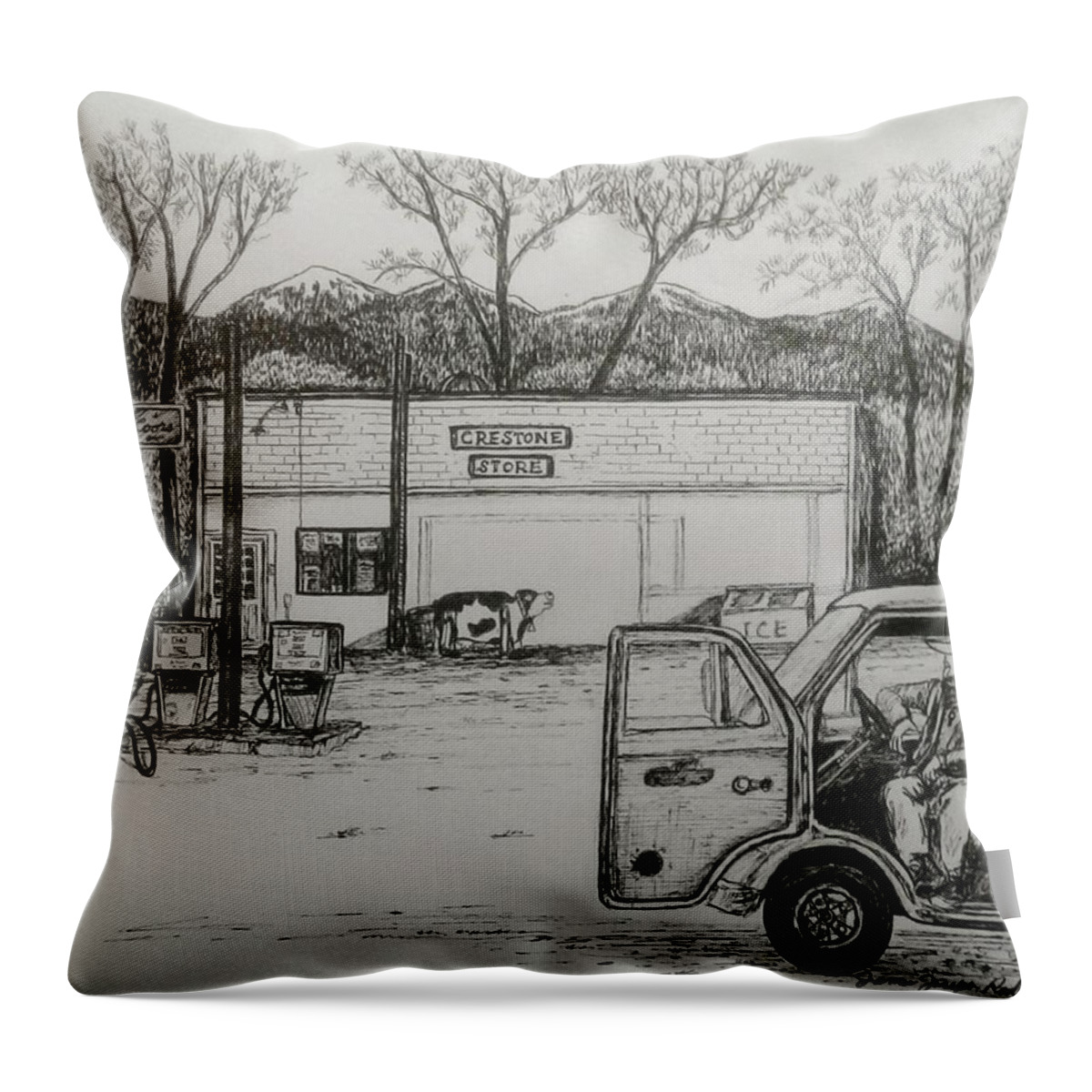 Crestone Throw Pillow featuring the painting Crestone Remembering by James RODERICK