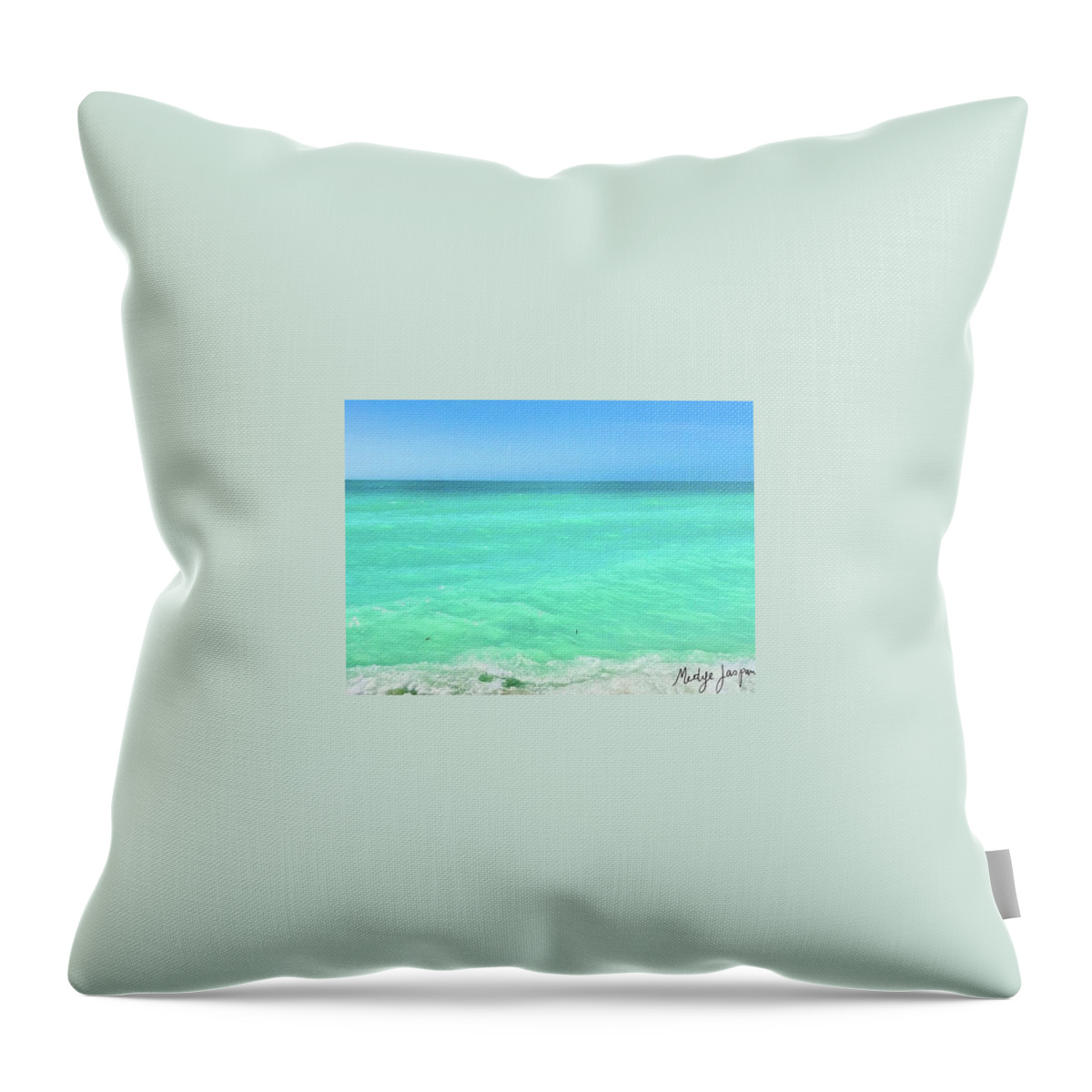 Ocean Throw Pillow featuring the photograph La Grande Bleue Lido Key by Medge Jaspan