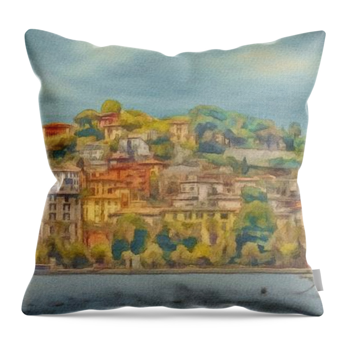 Italian Throw Pillow featuring the painting La Spezia by Jeffrey Kolker