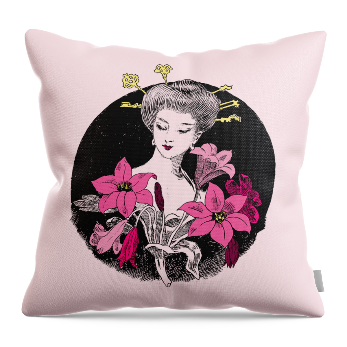 Japan Throw Pillow featuring the digital art Lady Amaryllis by Madame Memento