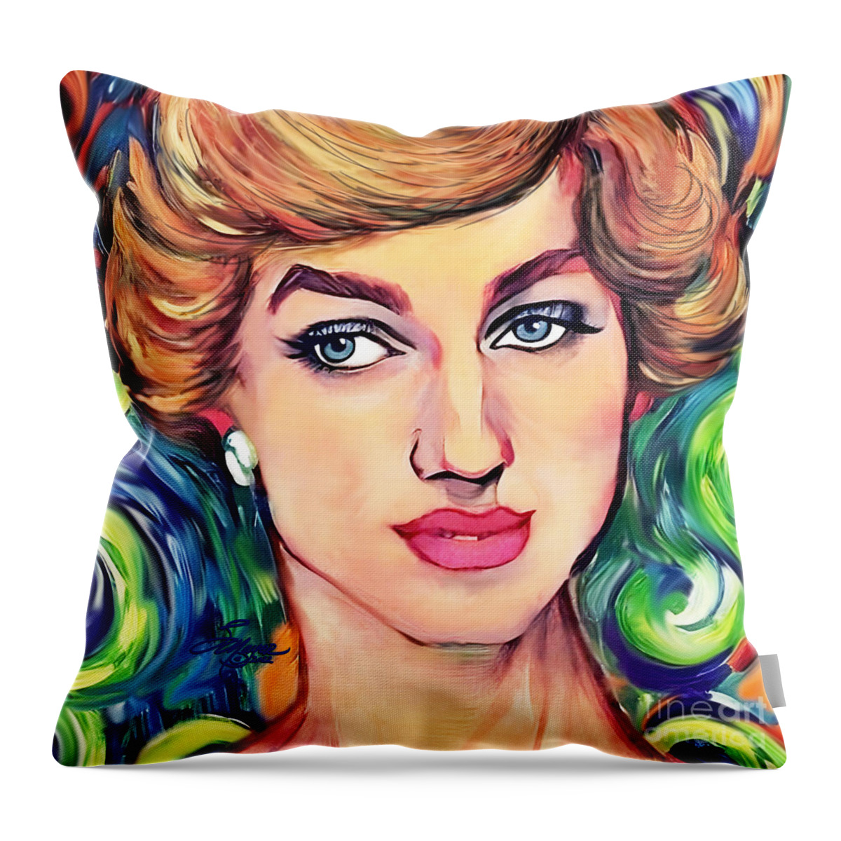 Diana Art Throw Pillow featuring the digital art Lady Diana #1 by Stacey Mayer