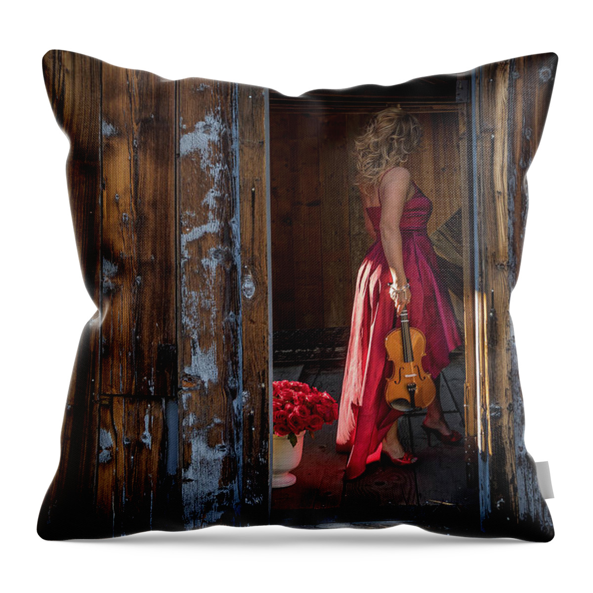 Female Throw Pillow featuring the photograph Lady in Rrd by David Barile