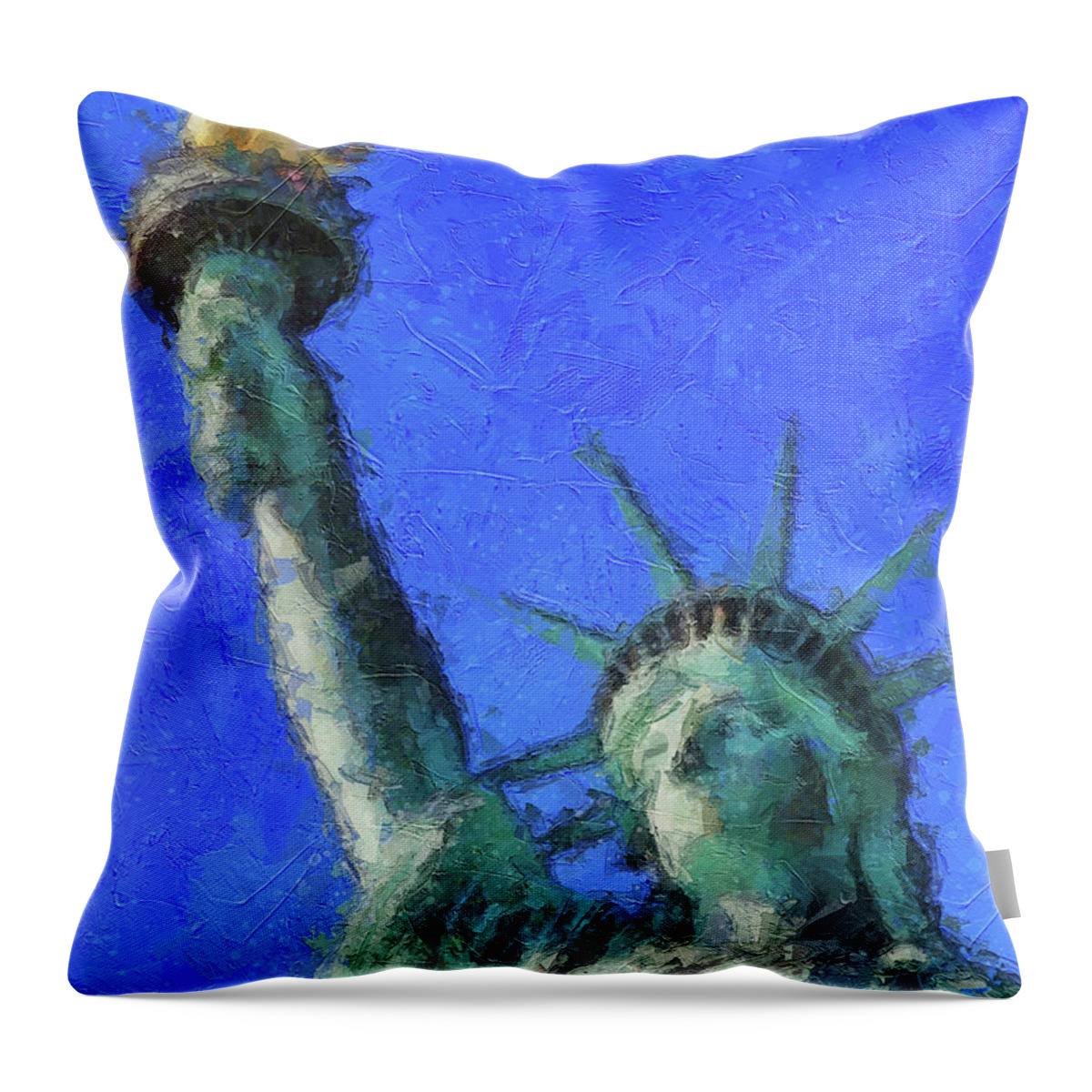 Lady Liberty Panting Throw Pillow featuring the painting Lady Liberty Painting by Dan Sproul