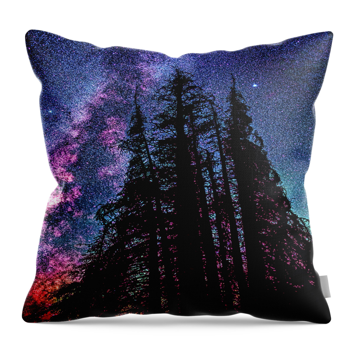 Nobody Throw Pillow featuring the photograph Lake Irene, Colorado under celestial starlight by OLena Art by Lena Owens - Vibrant DESIGN