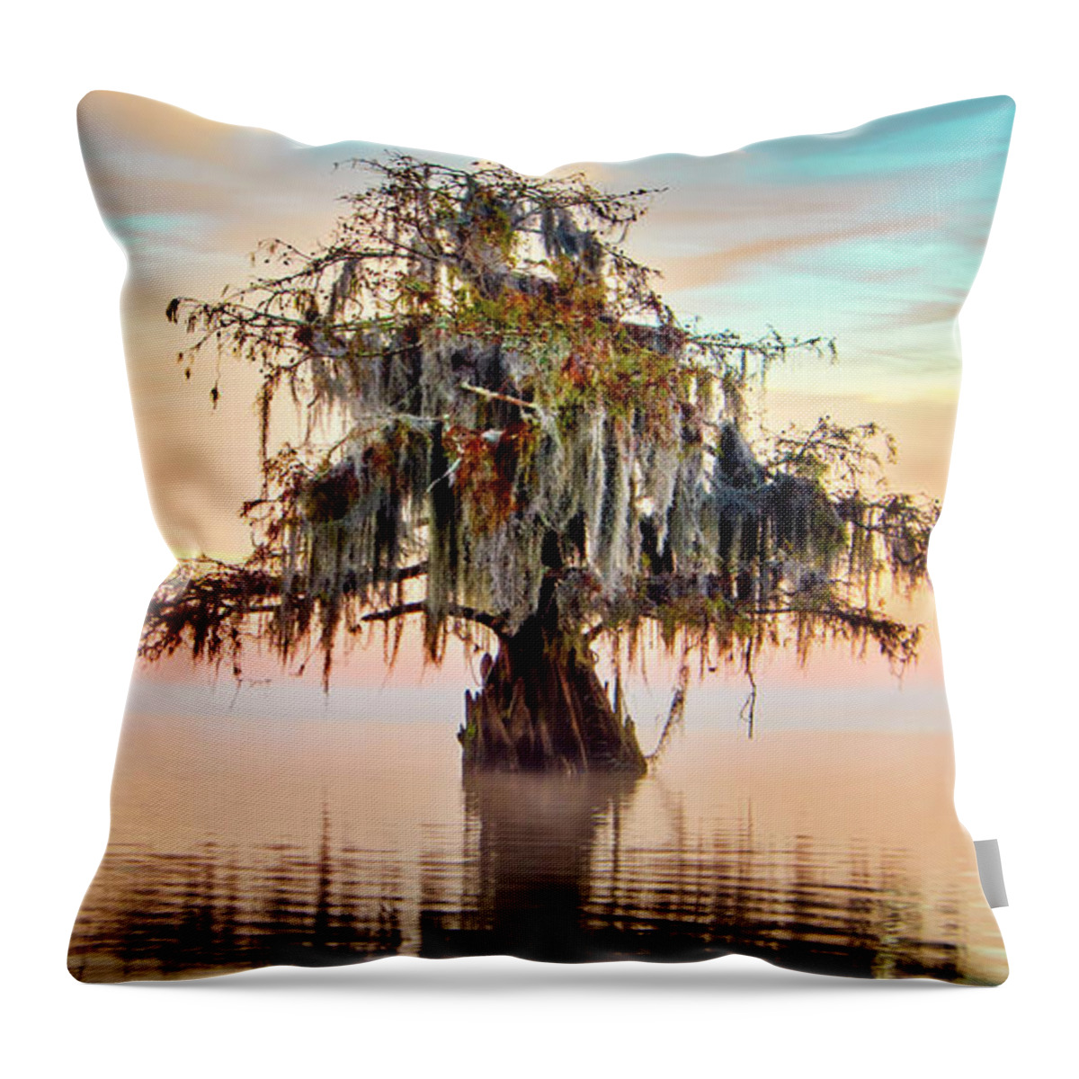 Lake Maurepas Throw Pillow featuring the photograph Lake Maurepas in Pastels by Andy Crawford