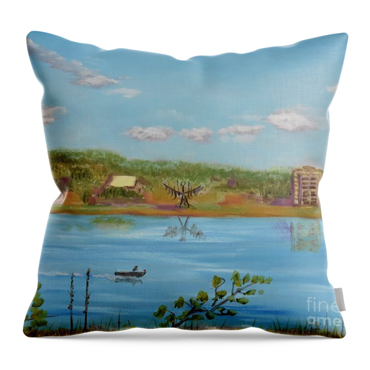 Barrie Throw Pillow featuring the painting Lake Memories by Monika Shepherdson