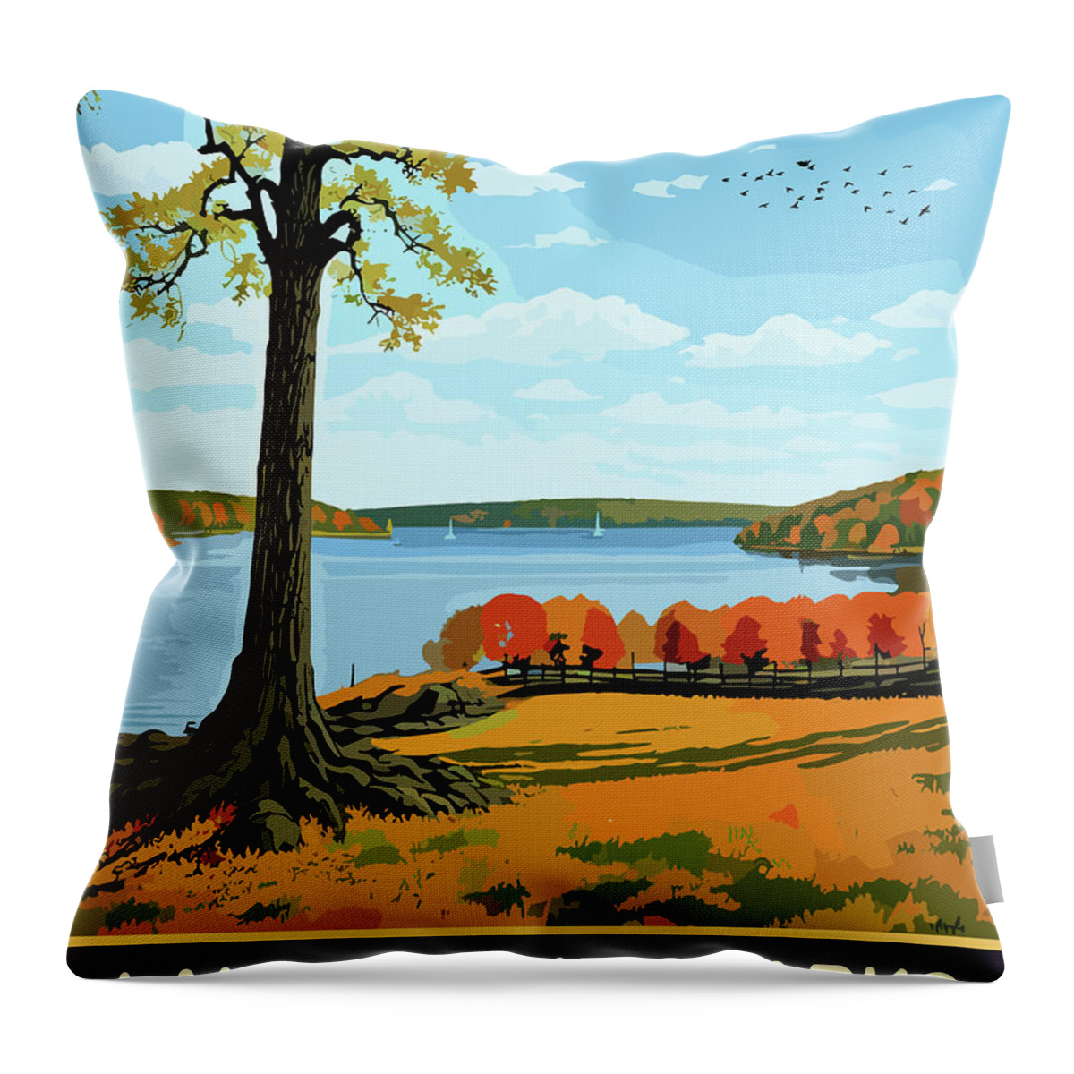 Lake Throw Pillow featuring the digital art Lake of the Ozarks, Missouri by Long Shot