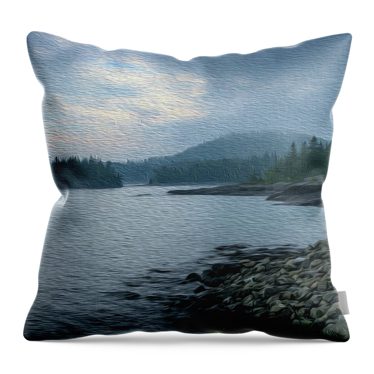 Mist Throw Pillow featuring the photograph Early Morning on Lake Superior by Robert Carter