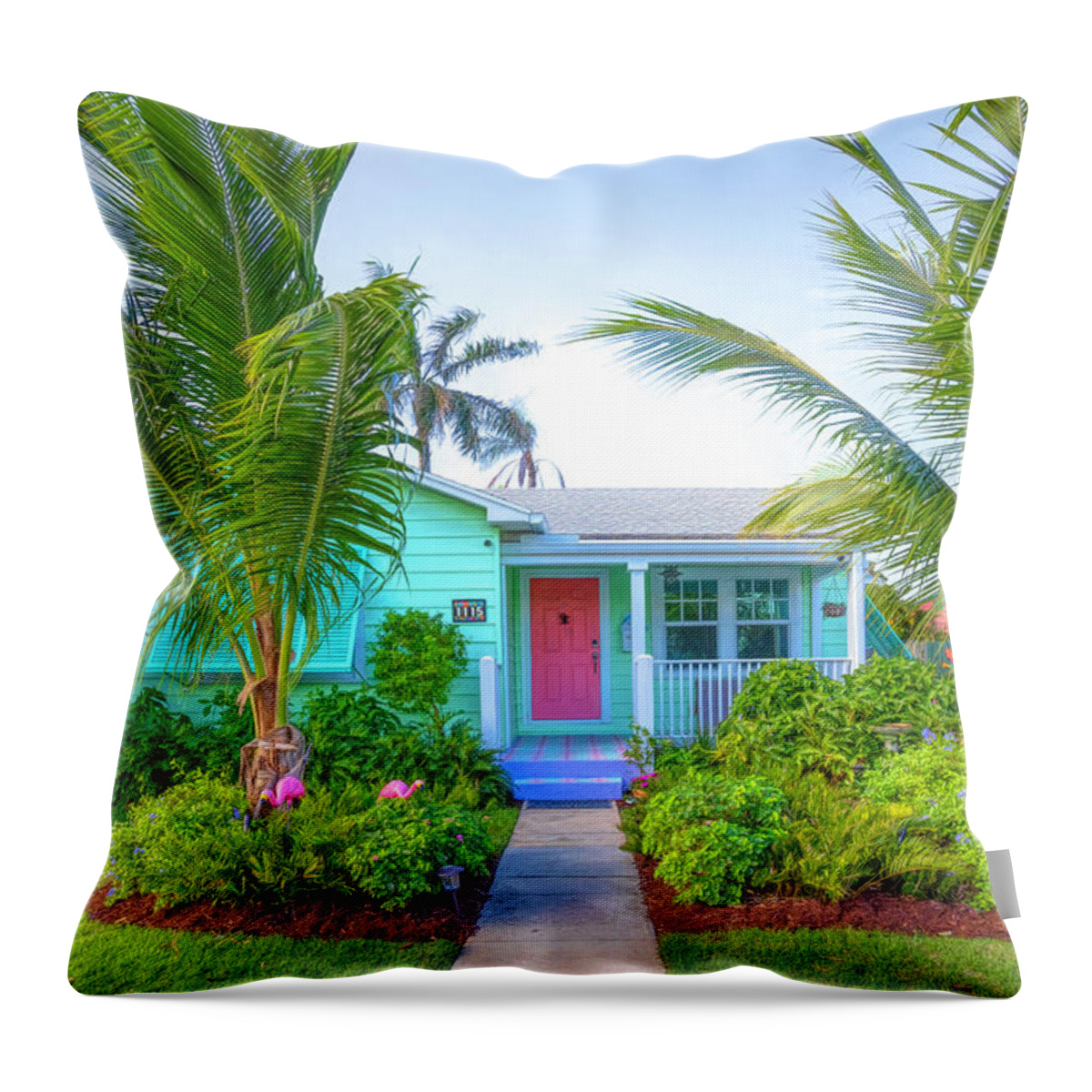 Fence Throw Pillow featuring the photograph Lake Worth Beach Home and Cottage Tour 1115 North Ocean Breeze by Debra and Dave Vanderlaan