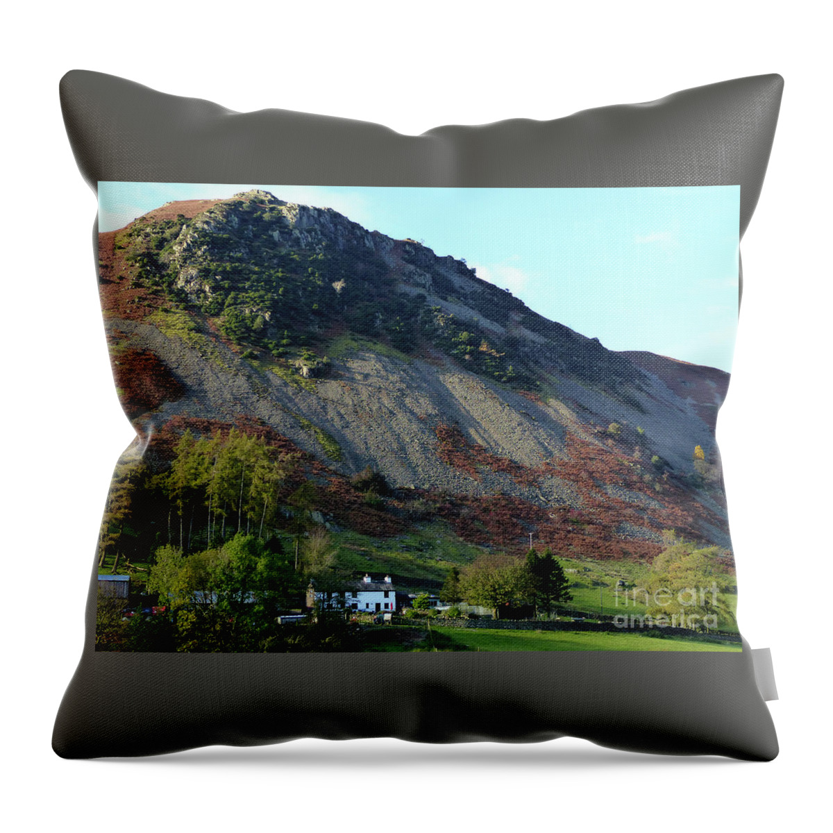 Lakeland Throw Pillow featuring the photograph Lakeland Farm - Patterdale - England by Phil Banks
