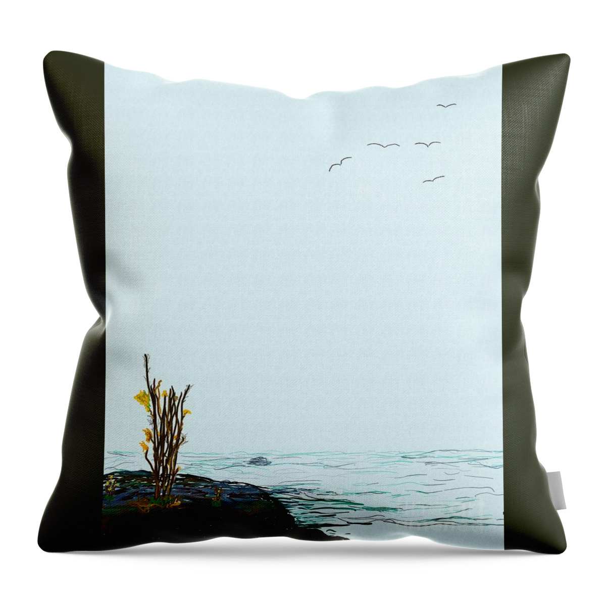Water Throw Pillow featuring the digital art Lake's Edge by Kae Cheatham
