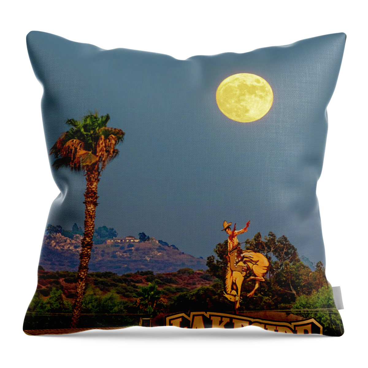 Lakeside Throw Pillow featuring the photograph Lakeside Moonrise by Dan McGeorge
