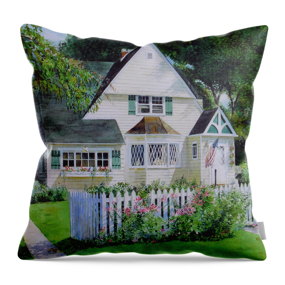  Throw Pillow featuring the painting Lammermann House by Tyler Ryder