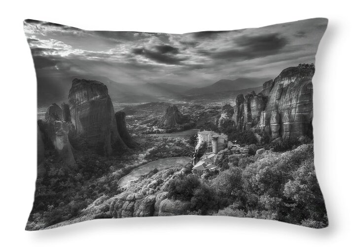 Greece Throw Pillow featuring the photograph Land of prayers by Elias Pentikis