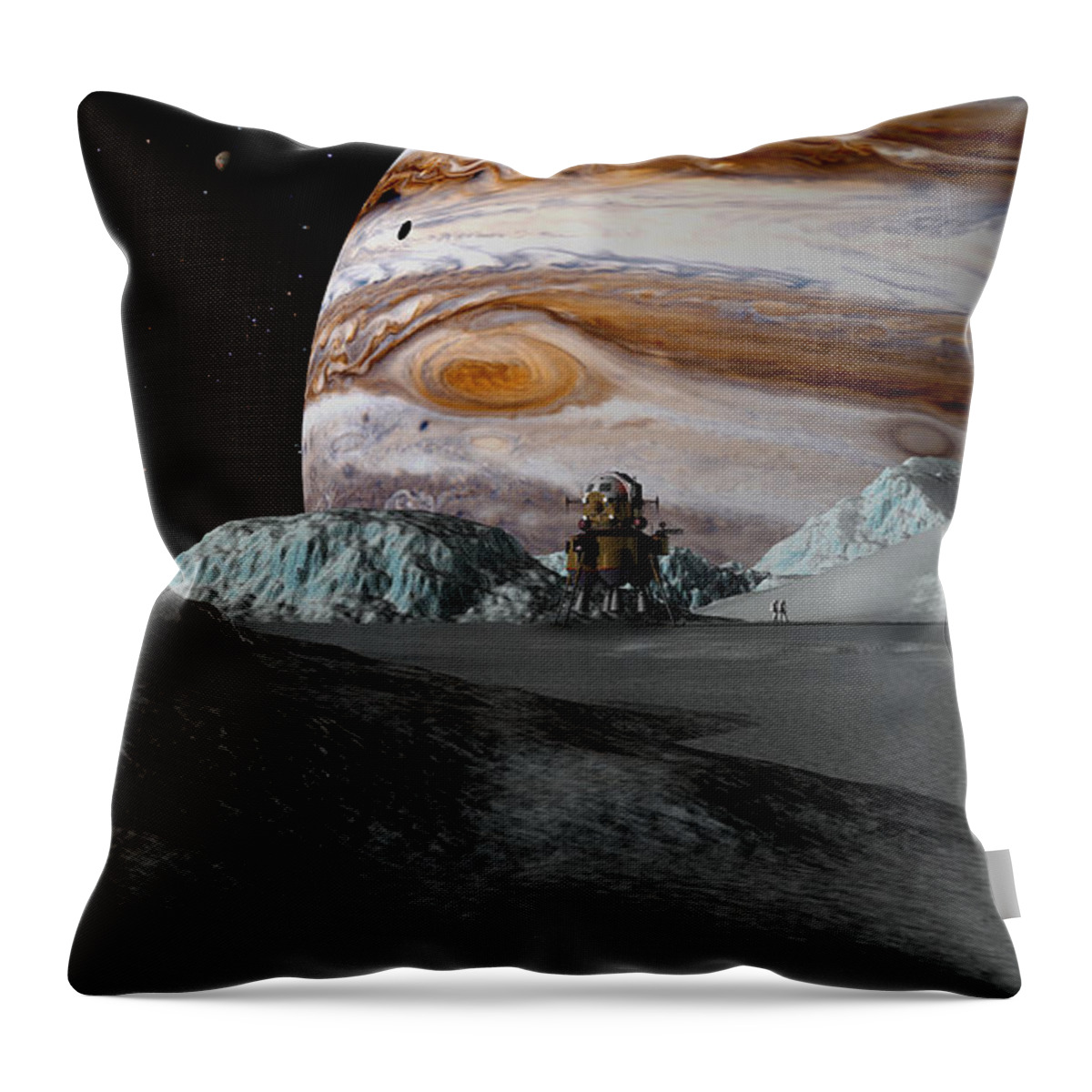Spaceship Throw Pillow featuring the digital art Lander Ulysses on Europa by David Robinson