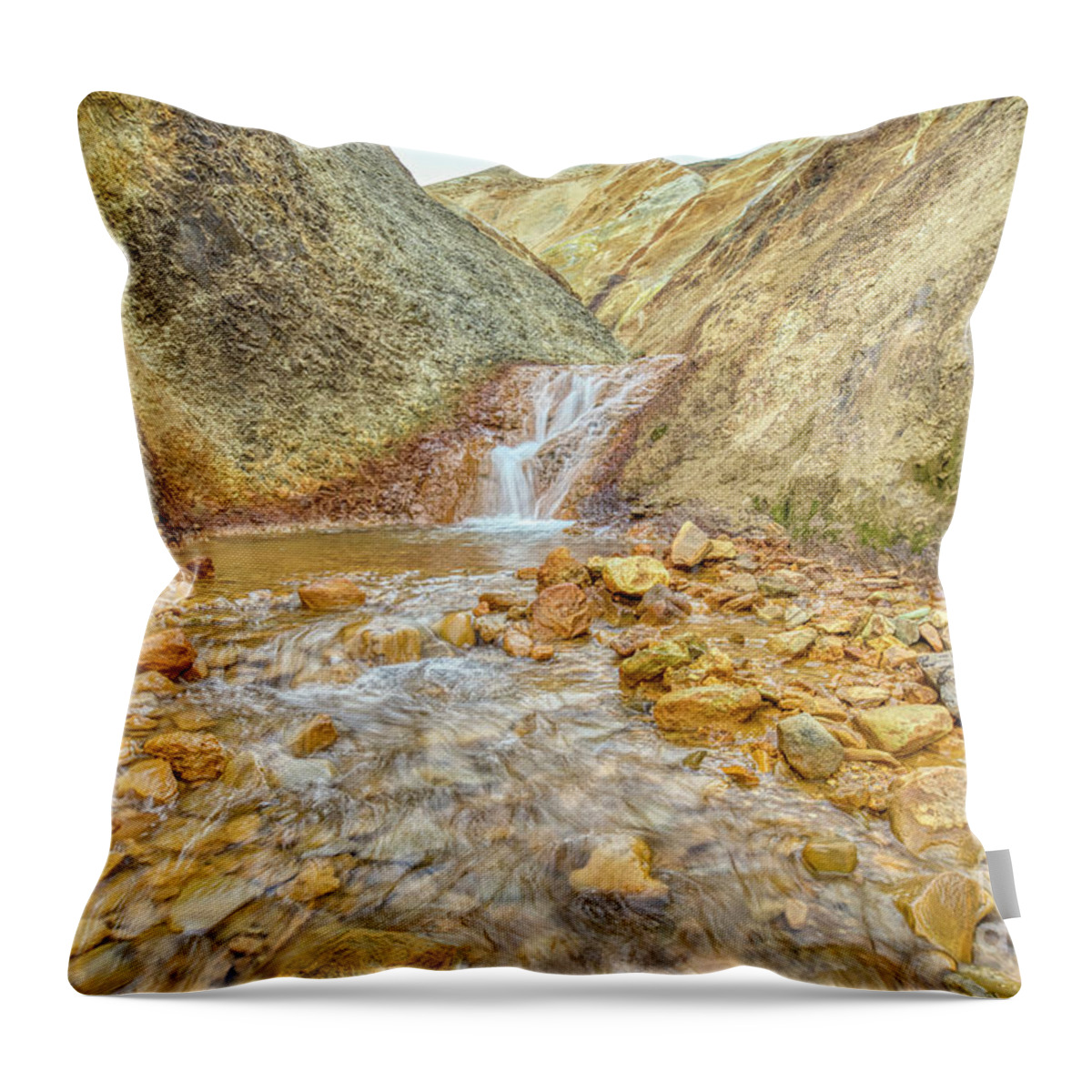 Arctic Throw Pillow featuring the photograph Landmannalaugar Waterfall by Brian Kamprath