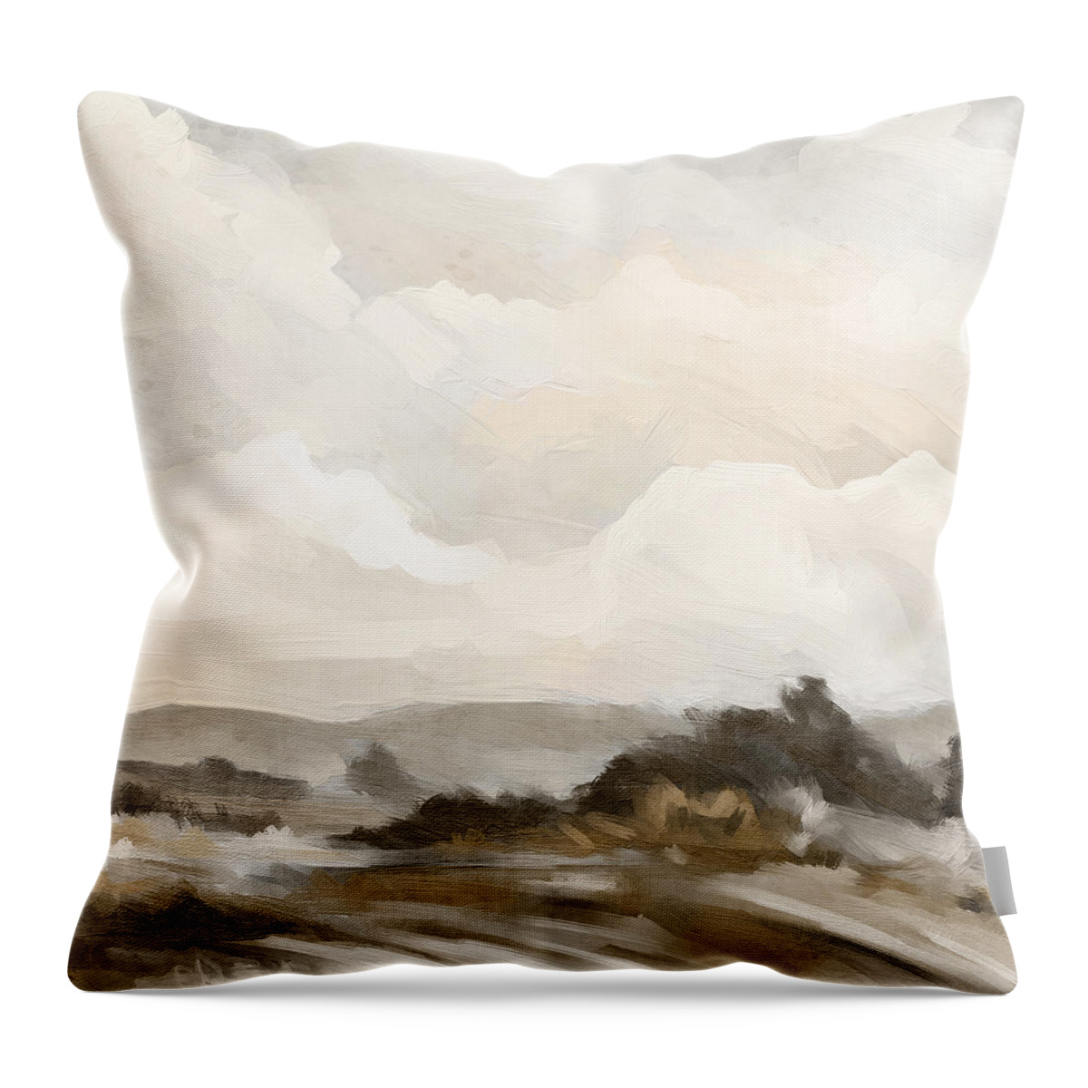 Abstract Throw Pillow featuring the digital art Landscape in Browns by Shawn Conn