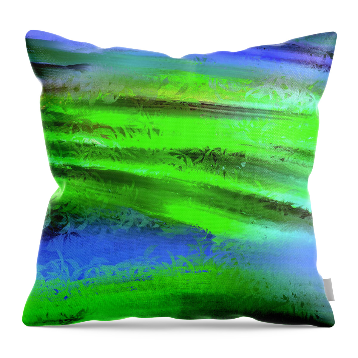 Landscape In Green And Blue Throw Pillow featuring the digital art Landscape in green and blue #j3 by Leif Sohlman