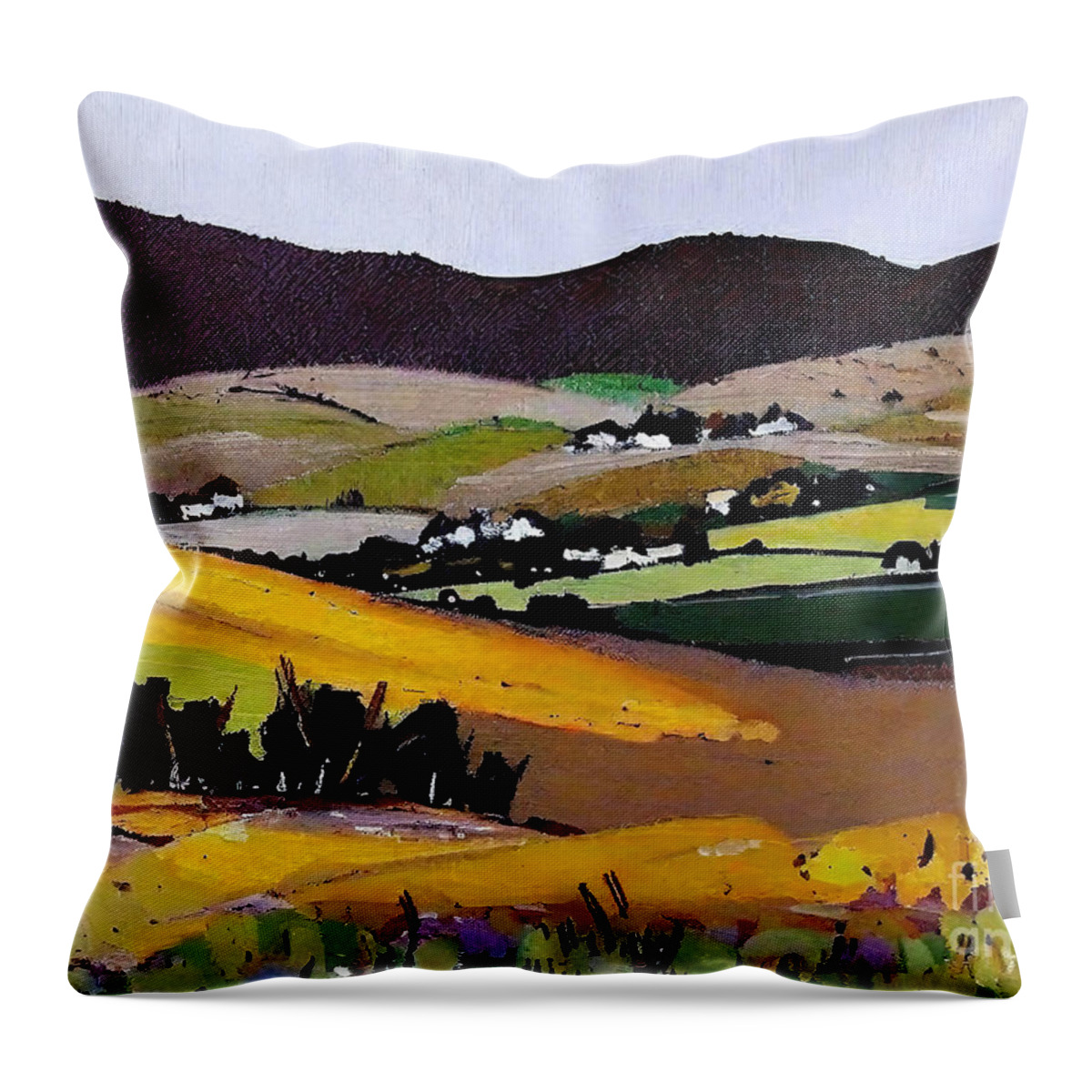 Style Throw Pillow featuring the painting Landscape Lub by N Akkash