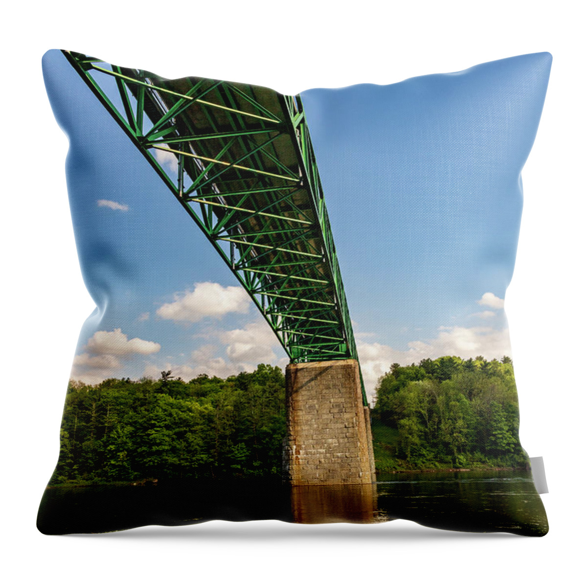 Photographs Throw Pillow featuring the photograph Landscape Photography - Milford PA Bridge by Amelia Pearn
