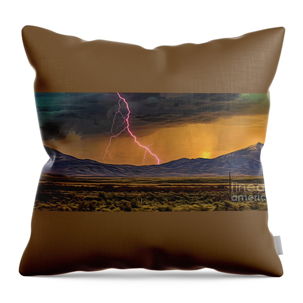 Landscape Throw Pillow featuring the photograph Landscape USA Artistic Lightning by Chuck Kuhn