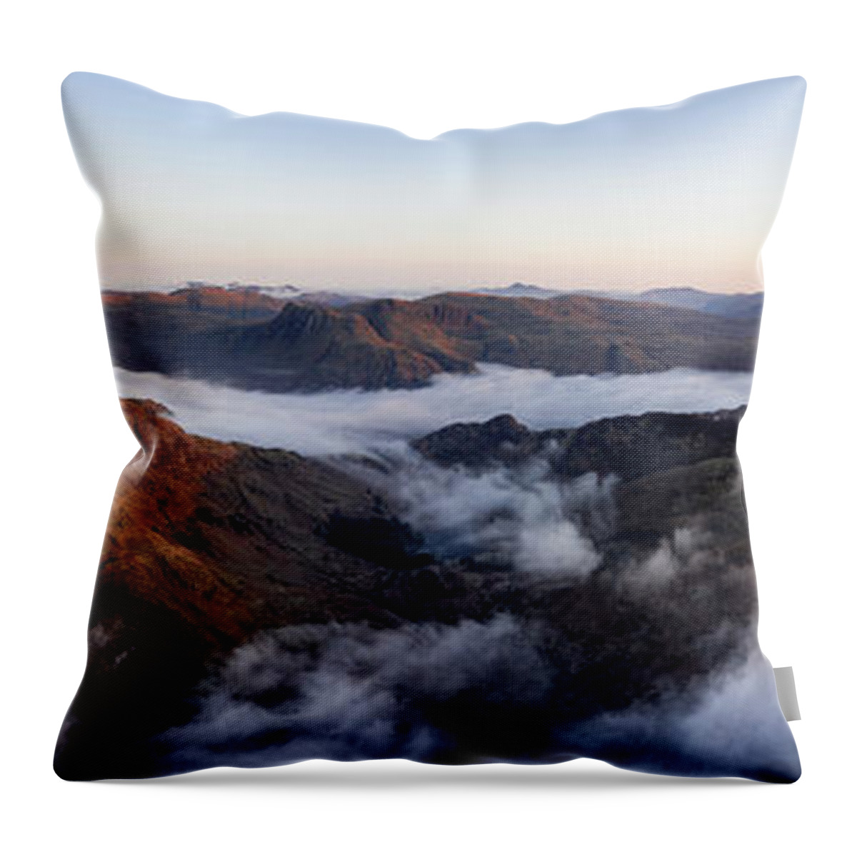 Panorama Throw Pillow featuring the photograph Langdale Cloud Inversion Lake District 1 by Sonny Ryse