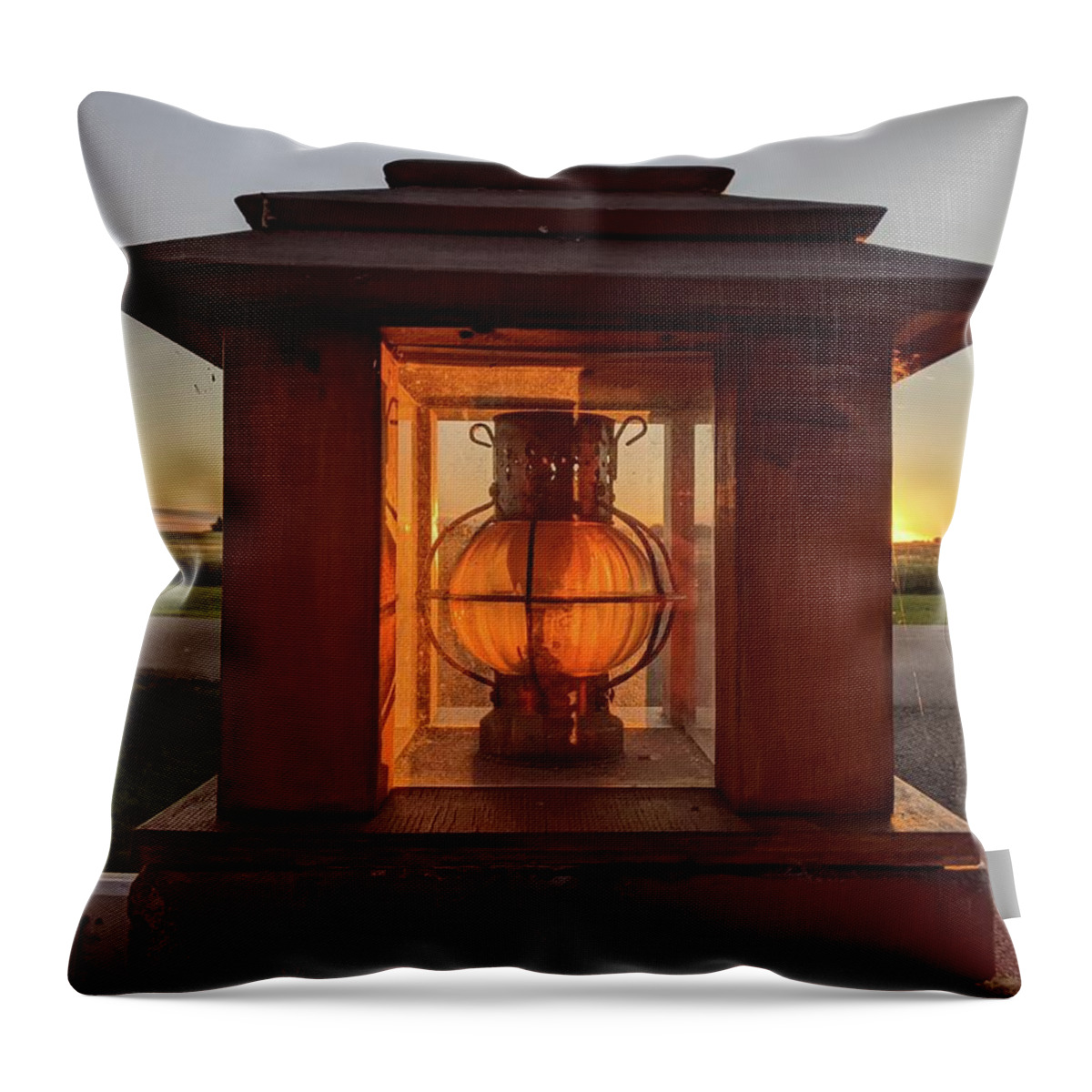 Lantern Throw Pillow featuring the photograph Lantern at dusk by Lisa Mutch