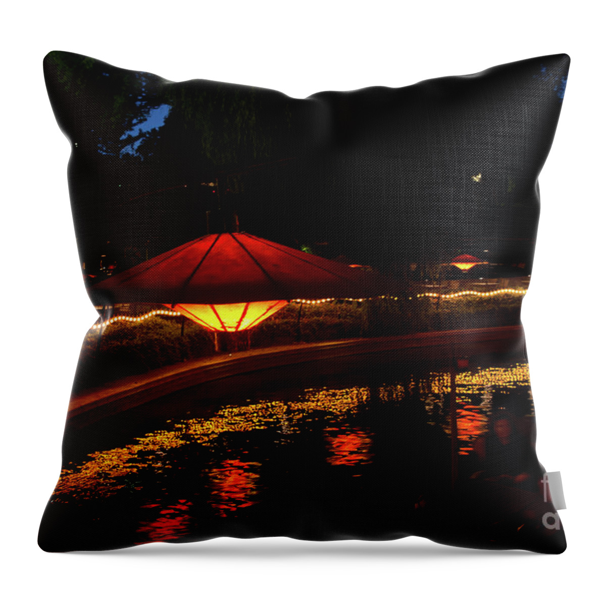 Copenhagen Throw Pillow featuring the photograph Lantern reflections by Agnes Caruso