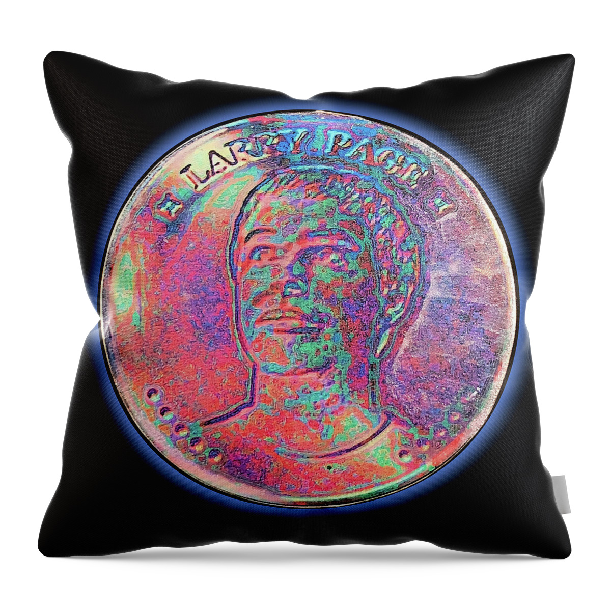 Wunderle Throw Pillow featuring the mixed media Larry Page V1A by Wunderle