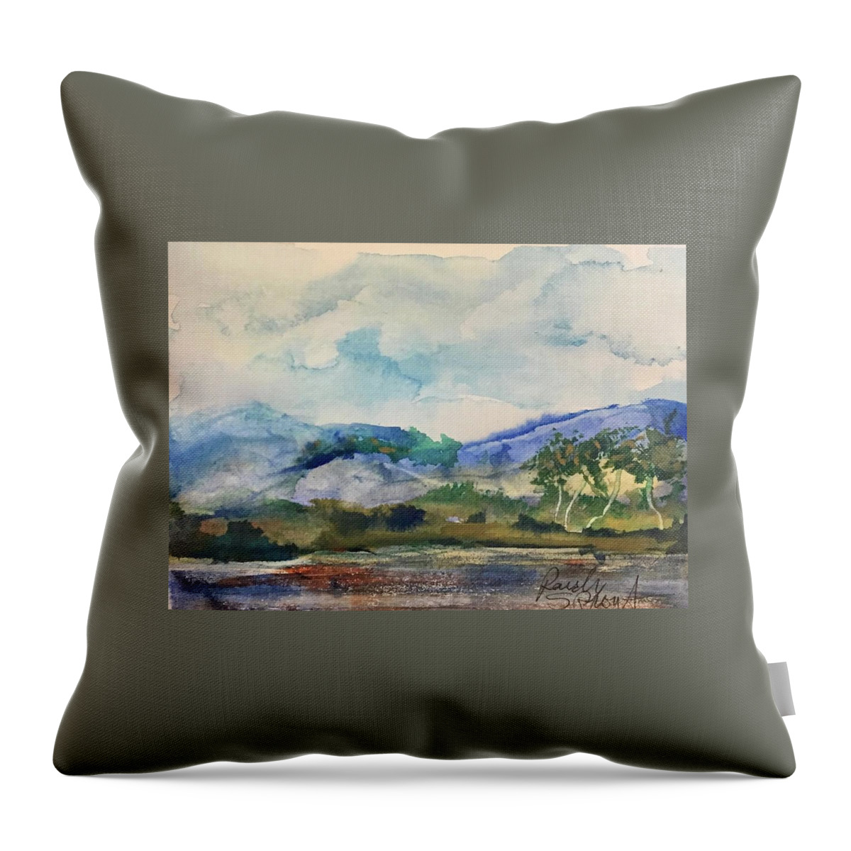 Bimini Throw Pillow featuring the painting Last Demo on Bimini by Randy Sprout
