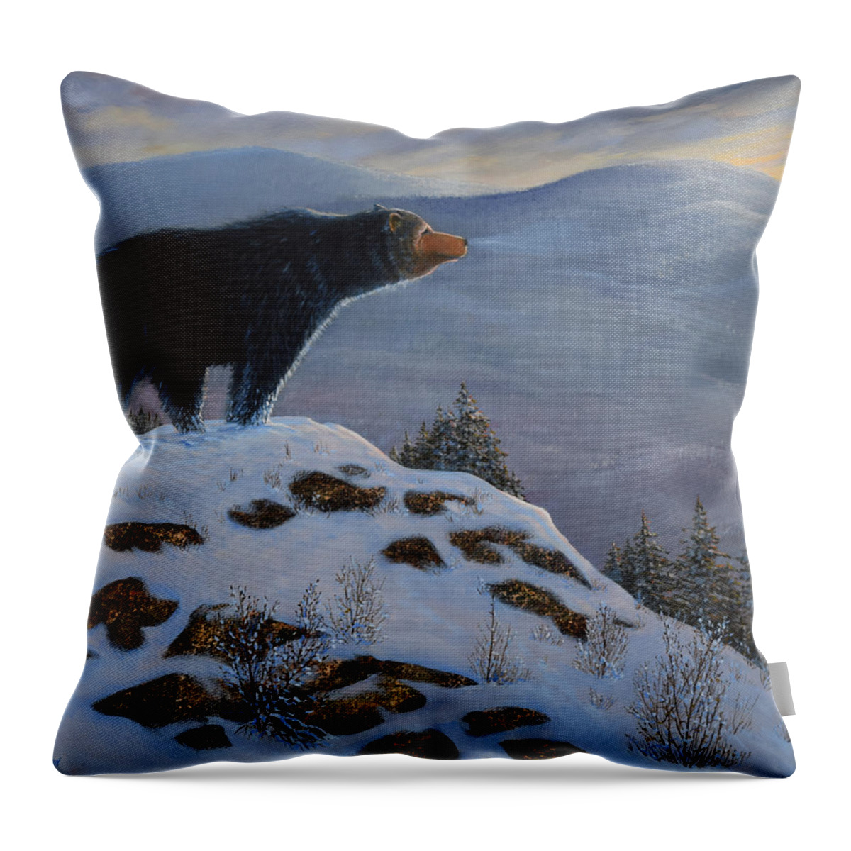 Wildlife Throw Pillow featuring the painting Last Look Black Bear by Frank Wilson