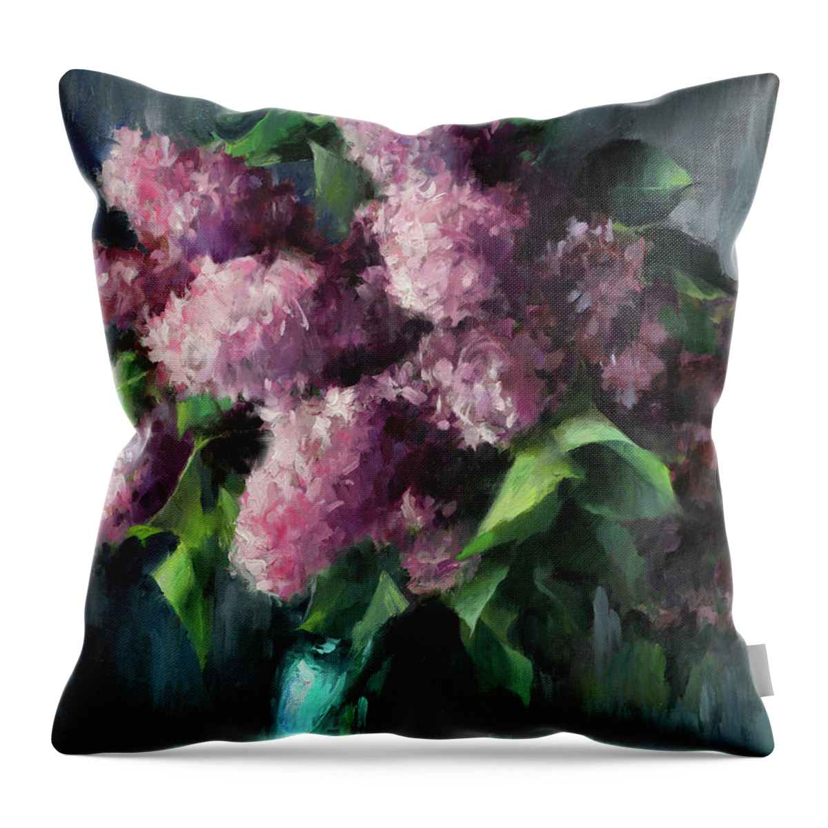 Lilacs Throw Pillow featuring the painting Last of the Lilacs by Anna Rose Bain