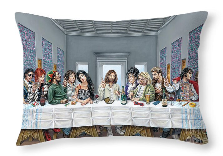 Last Supper Throw Pillow featuring the painting Last Orders by Leigh Banks