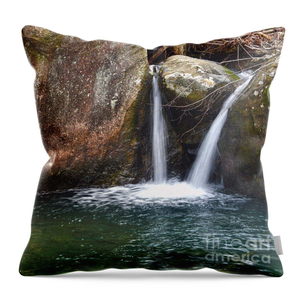 Laurel Falls Throw Pillow featuring the photograph Laurel Snow Trail To Laurel Falls 15 by Phil Perkins