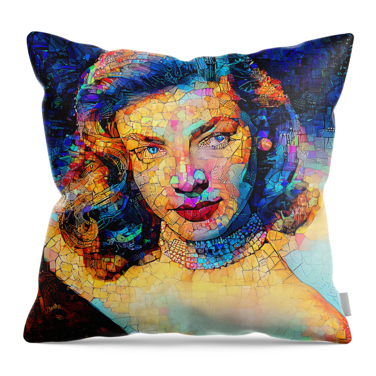 Wingsdomain Throw Pillow featuring the photograph Lauren Bacall in Contemporary Modern Art 20211205 by Wingsdomain Art and Photography