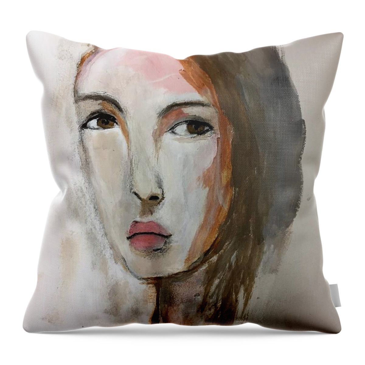 Woman Throw Pillow featuring the painting Lauren by Candace Thomas